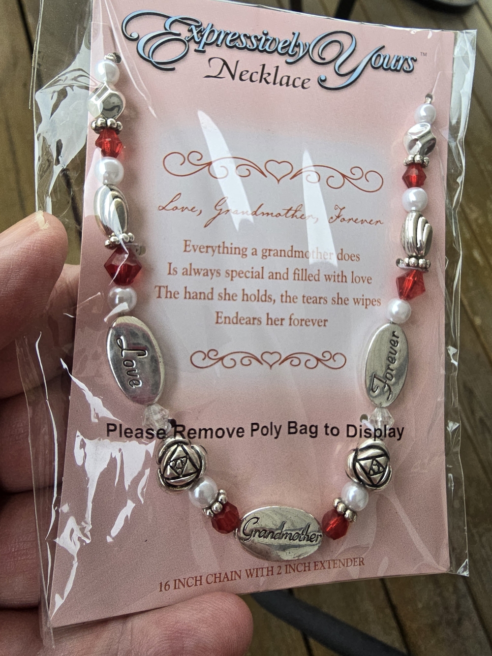 Grandmother Necklace - Red & Silver